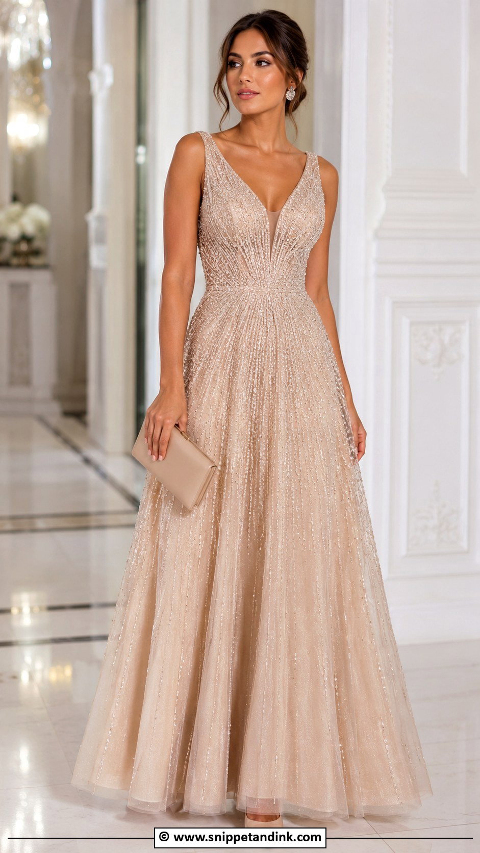 Beaded A Line Gown Outfit - Snippet and Ink - 30 A Line Gown Ideas