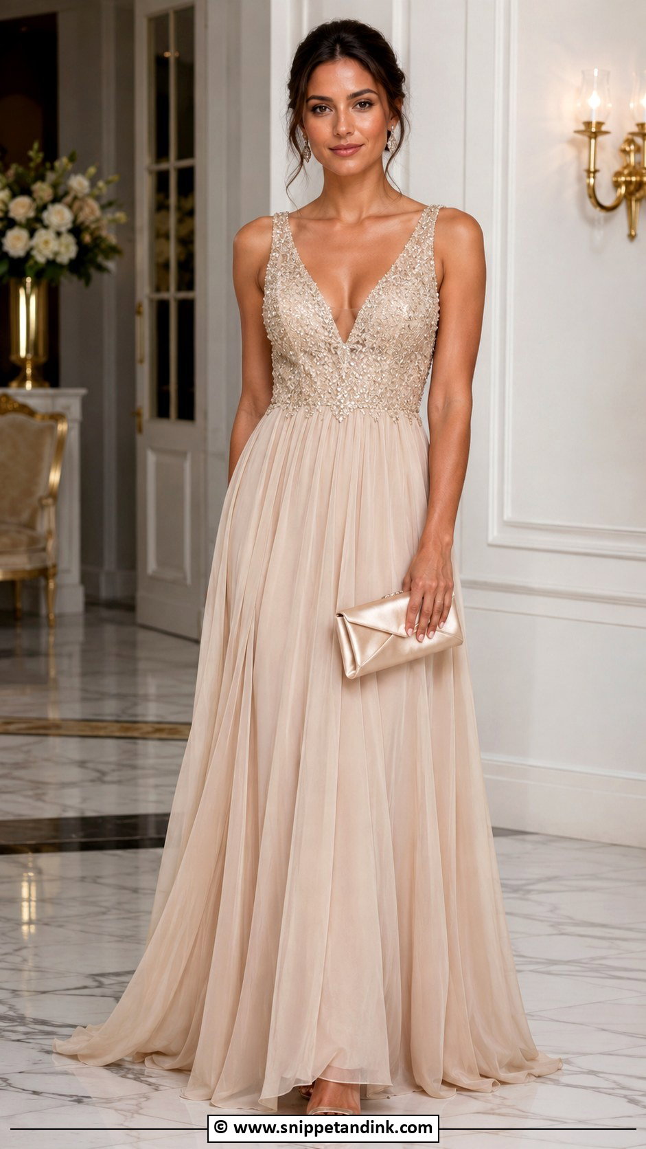 Beaded A Line Gown - Snippet and Ink - 25 A Line Gown Styles