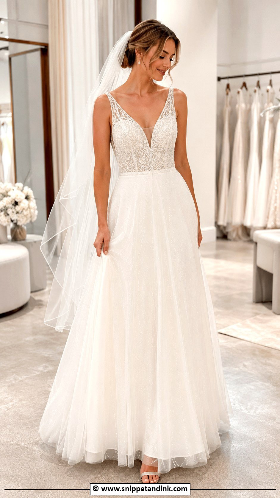 Beaded A Line Wedding Dress - Snippet and Ink - 30 Beaded Wedding Dress Ideas