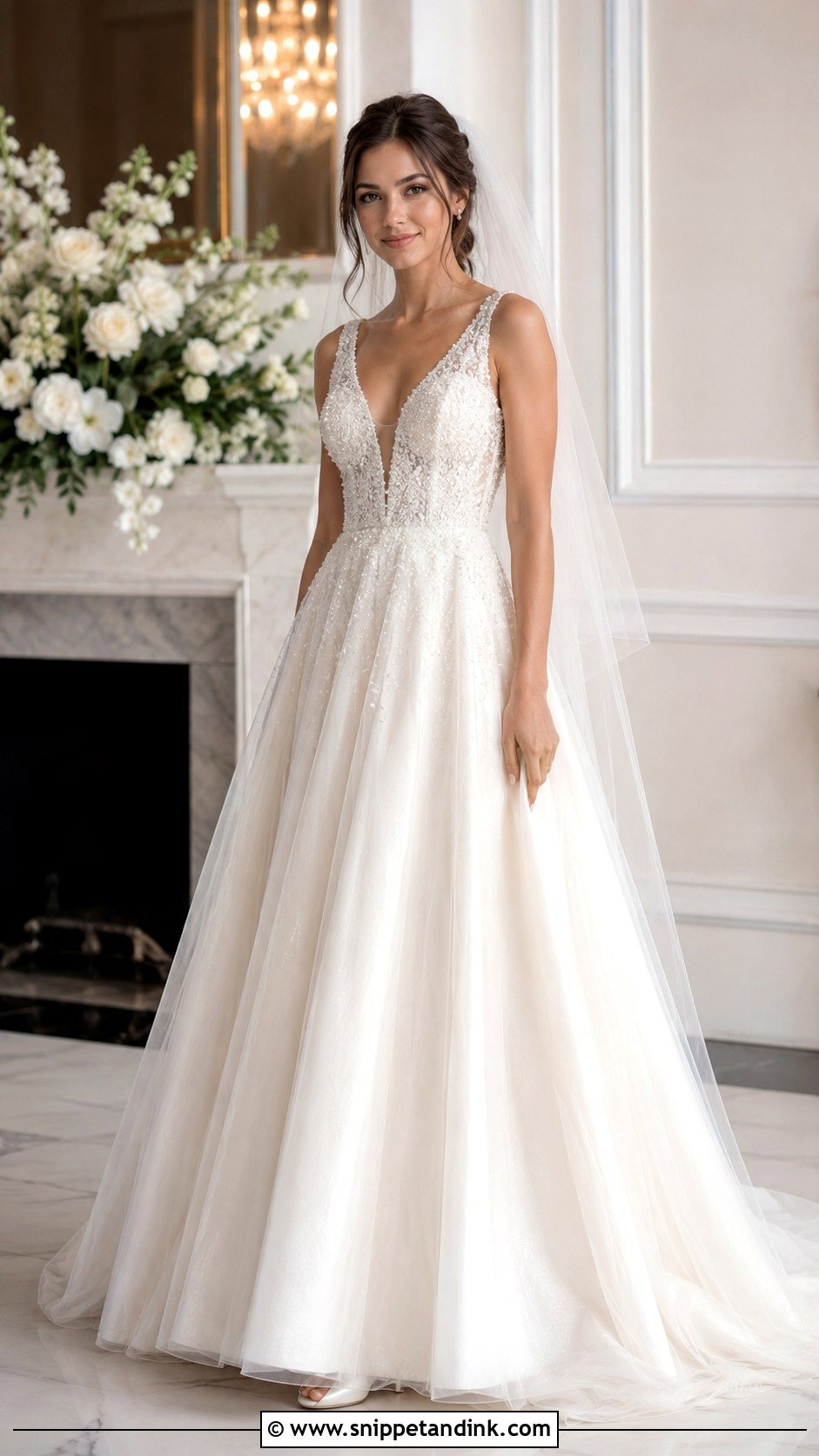Beaded A Line Wedding Dress - Snippet and Ink - 30 Wedding Dresses a Line