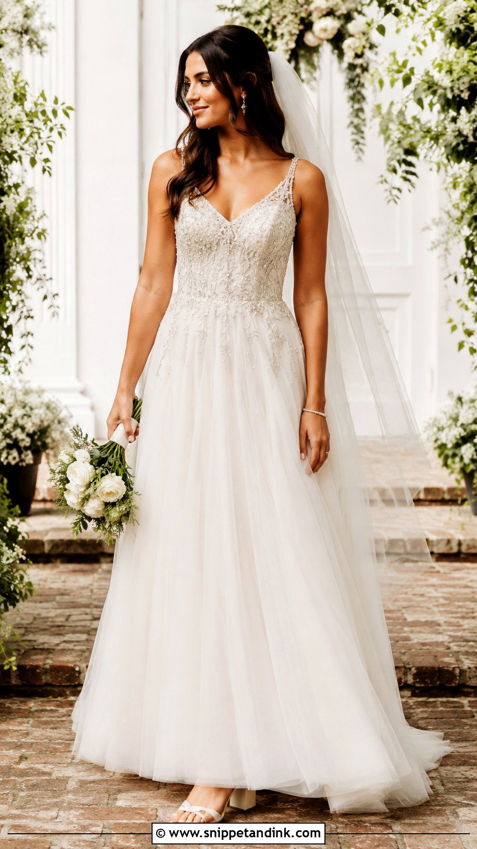 Beaded A Line Wedding Dress - Snippet and Ink - 25 Beaded Wedding Dresses
