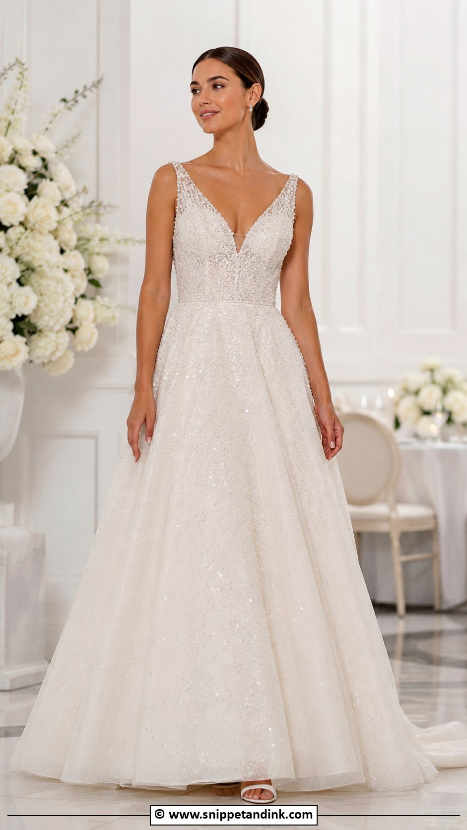Beaded A Line Wedding Dress - Snippet and Ink - 30 A-Line Wedding Dress Ideas