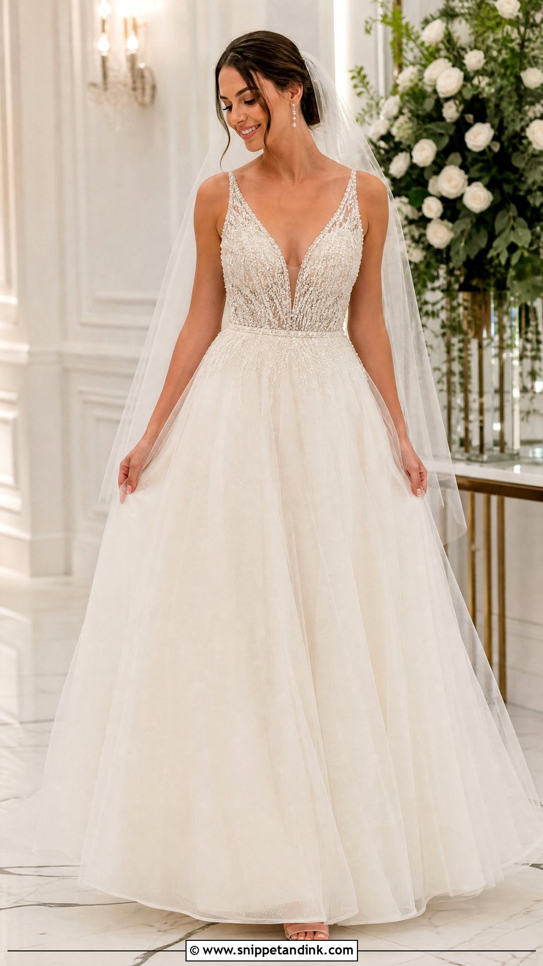 Beaded A Line Wedding Gown - Snippet and Ink - 25 A Line Wedding Gown Ideas