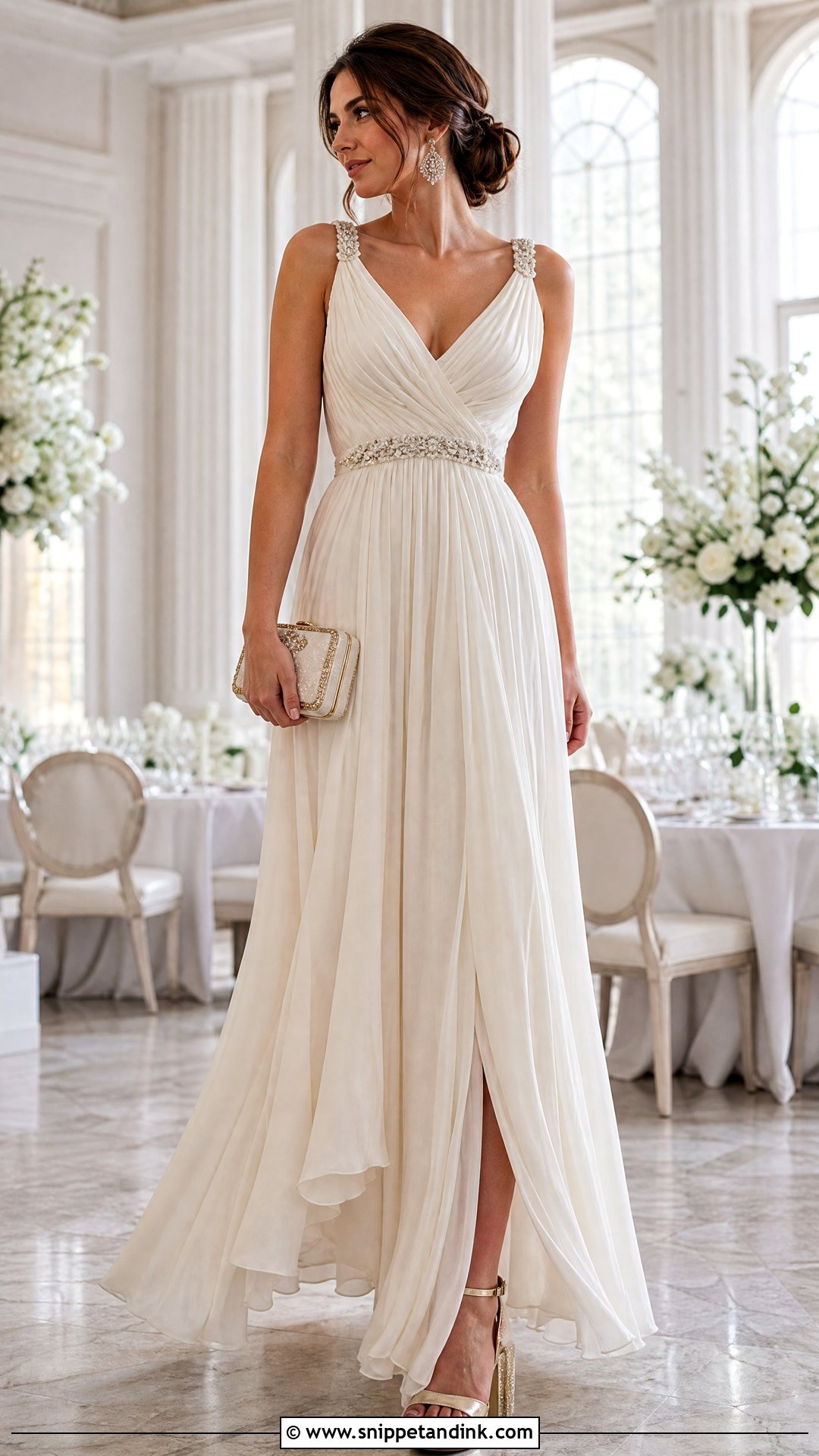Beaded Ancient Greek Wedding Dress With Metallic Heels - Snippet and Ink - 25 Ancient Greek Wedding Dress Ideas