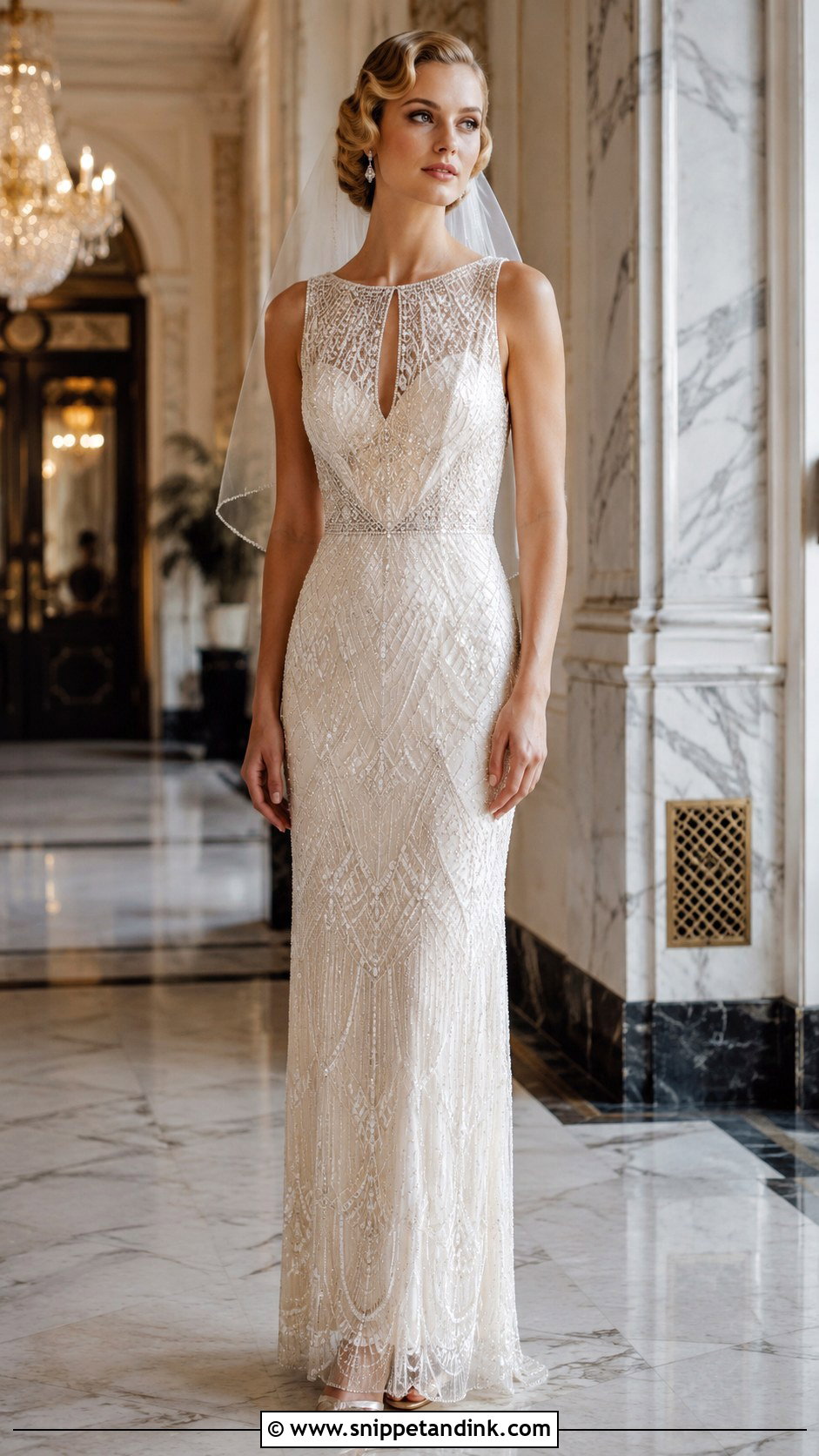 Beaded Art Deco Keyhole Wedding Dress - Snippet and Ink - 20 Keyhole Wedding Dress Ideas