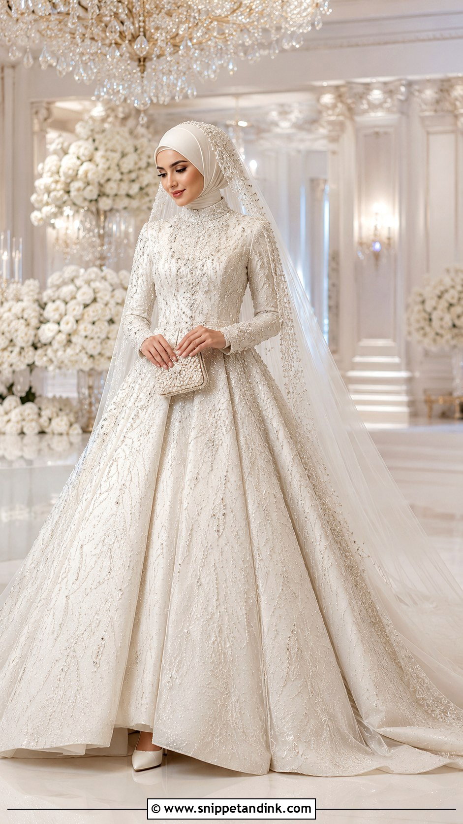Beaded Ball Gown Muslim Bridal Dress - Snippet and Ink - 20 Bridal Muslim Dresses