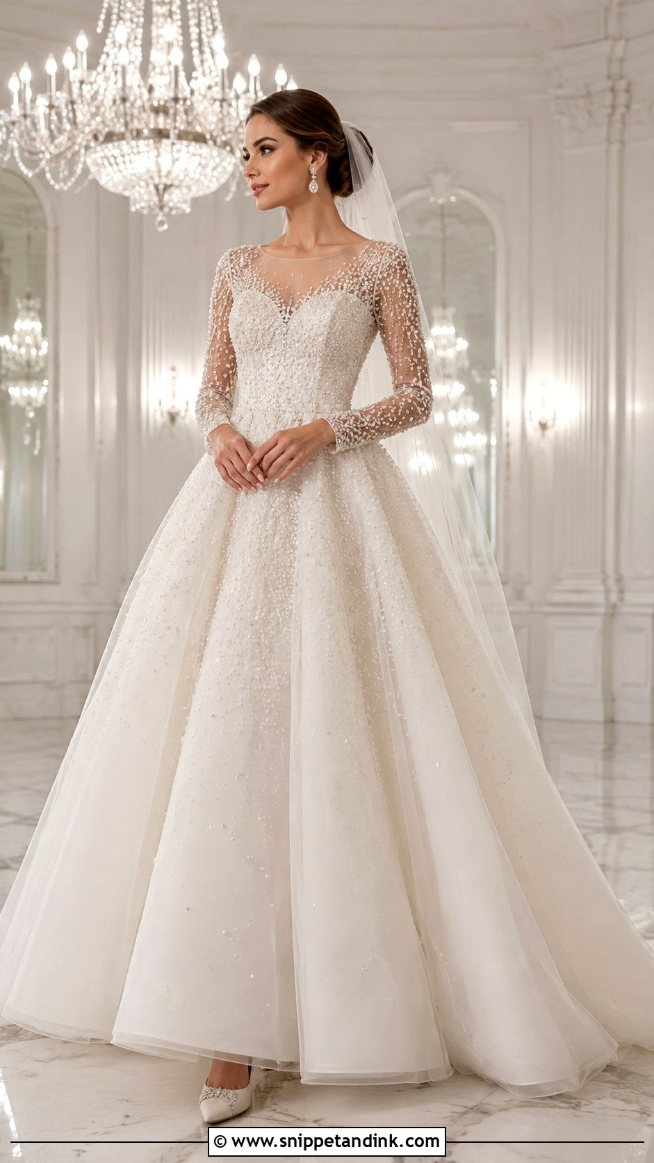 Beaded Ball Gown Wedding Dress With Sleeves - Snippet and Ink - 25 Ball Gown Wedding Dress with Sleeves
