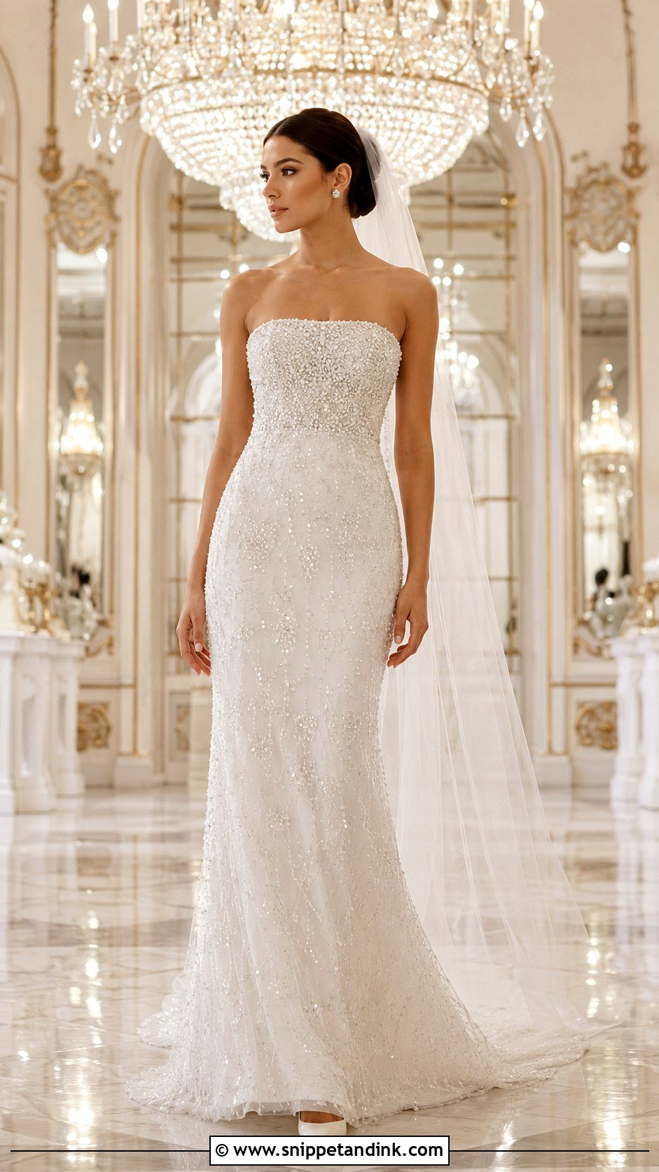 Beaded Bandeau Wedding Dress - Snippet and Ink - 20 Bandeau Wedding Dress Ideas