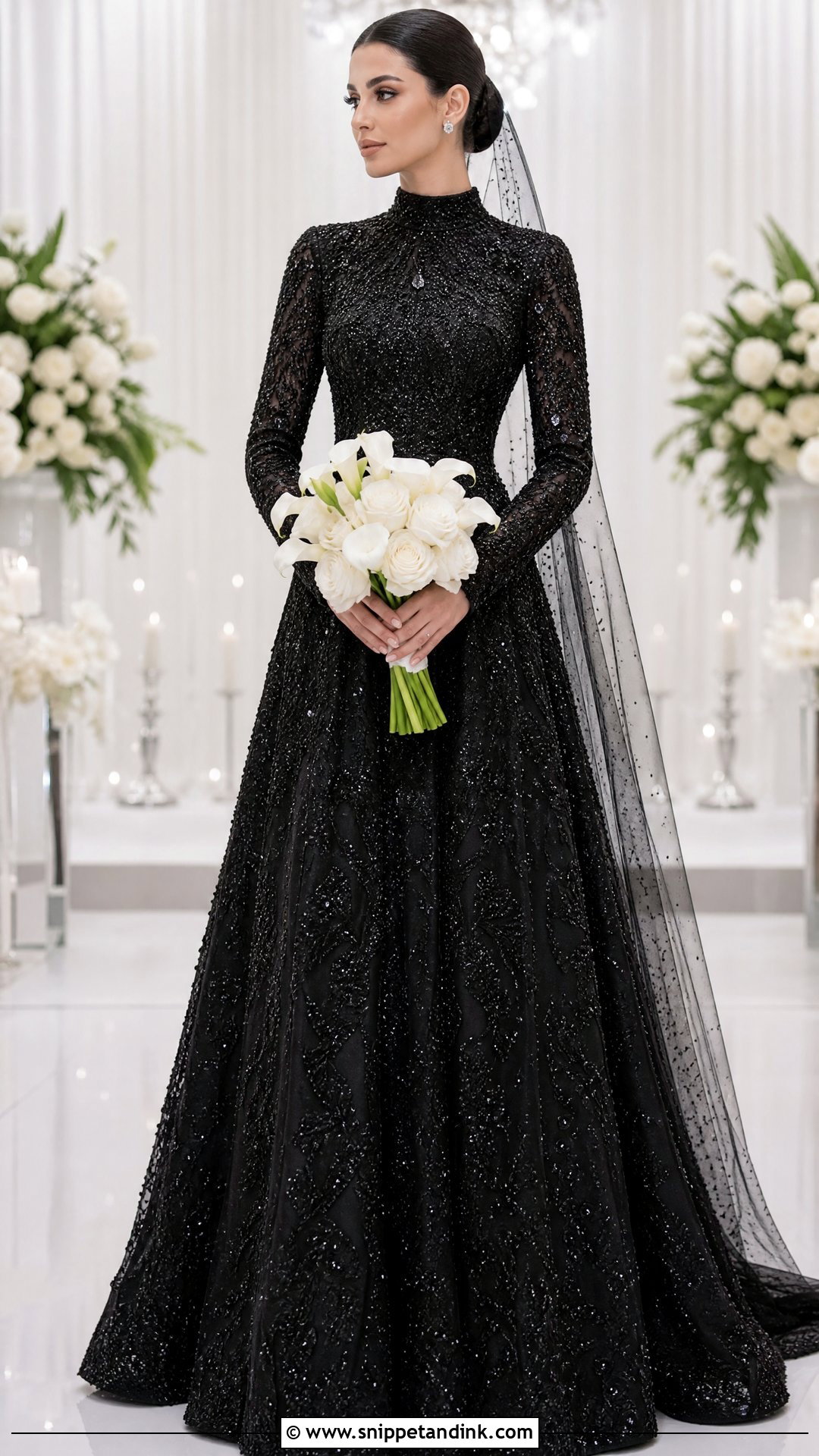 Beaded Black Mermaid Wedding Dress - Snippet and Ink - 25 Black Mermaid Wedding Dress Ideas