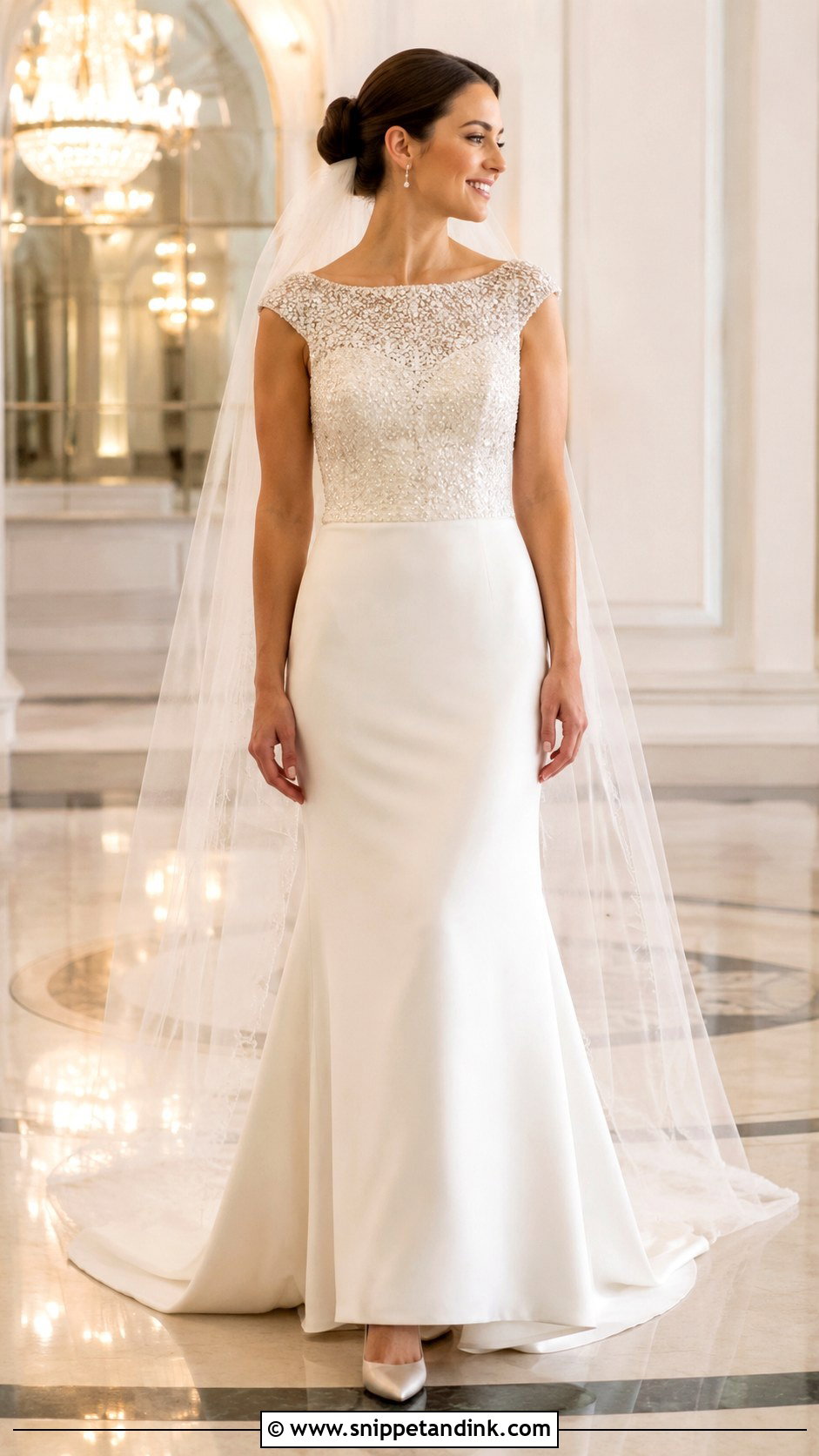 Beaded Boat Neck Wedding Dress - Snippet and Ink - 20 Boat Neck Wedding Dresses