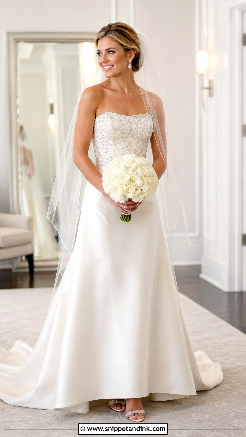 Beaded Bodice A Line Dress - Snippet and Ink - 20 2000s Wedding Dresses