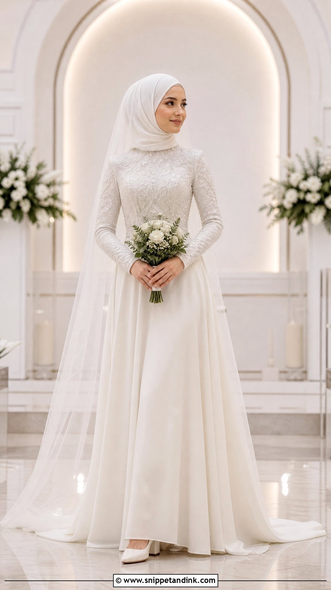 Beaded Bodice Hijabi Wedding Dress - Snippet and Ink - 25 Simple Hijabi Wedding Dress Ideas