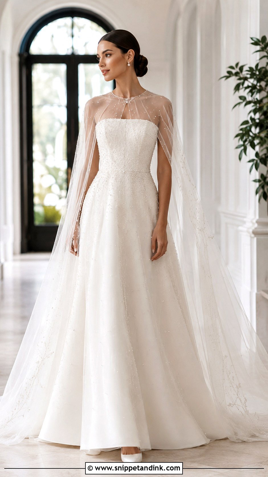 Beaded Bridal Gown With Cape - Snippet and Ink - 20 Beaded Bridal Gown Ideas