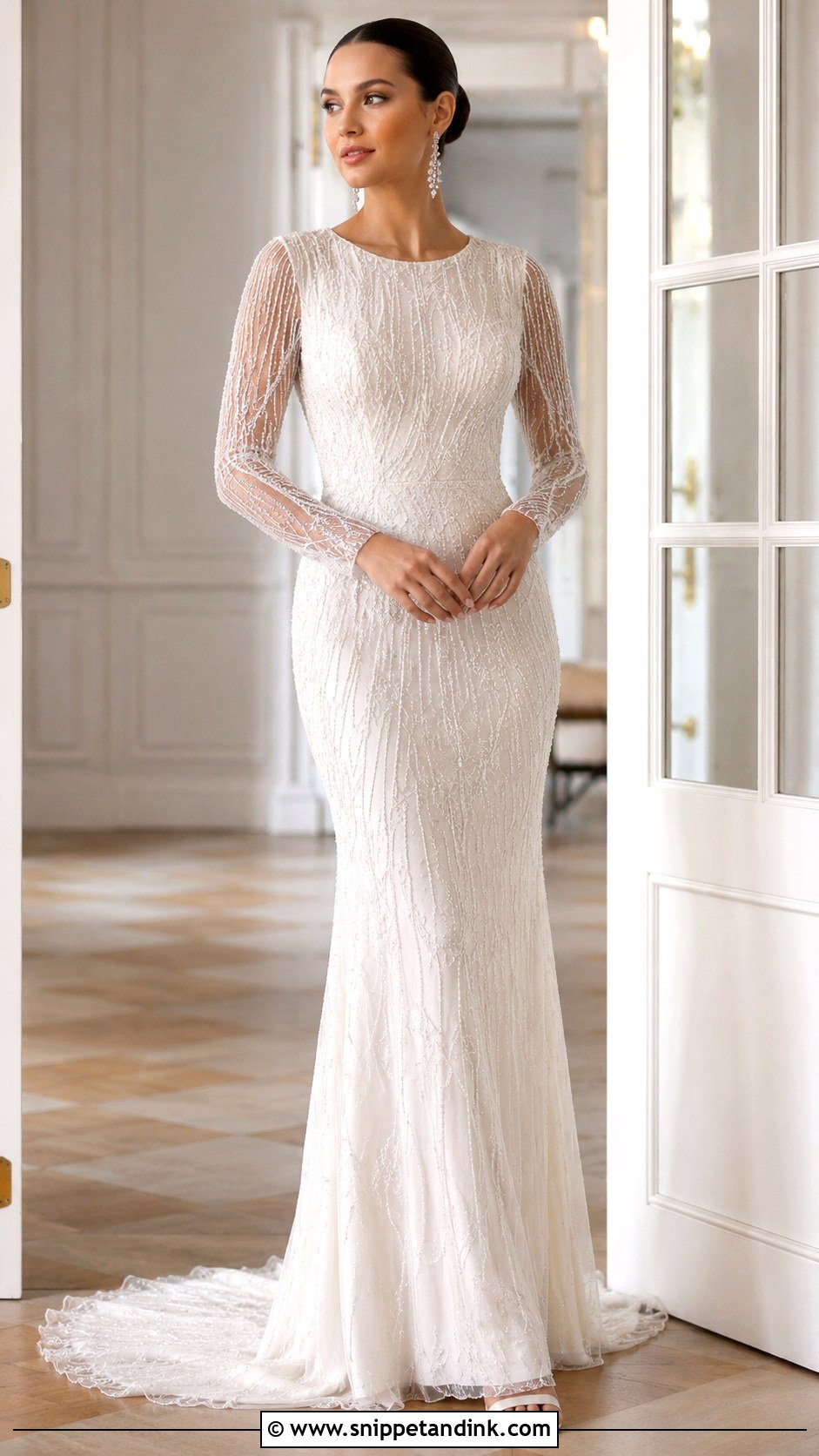 Beaded Bridal Gown With Sleeves - Snippet and Ink - 25 Bridal Gowns with Sleeves