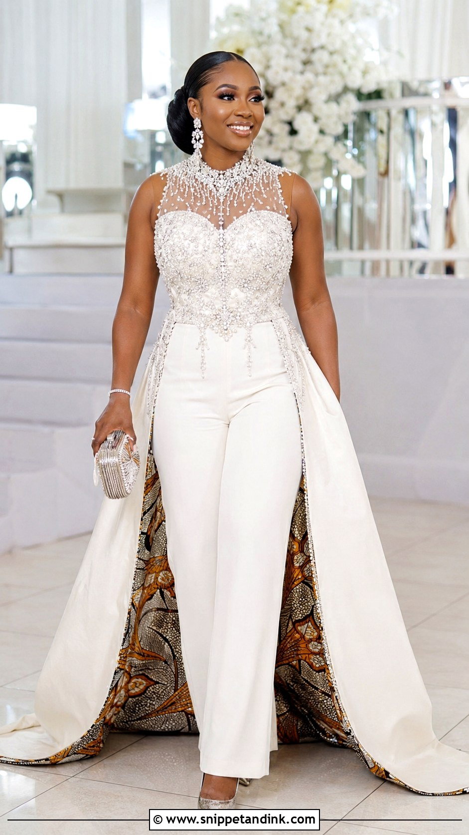 Beaded Bridal Jumpsuit Outfit - Snippet and Ink - 20 African Bridal Ideas