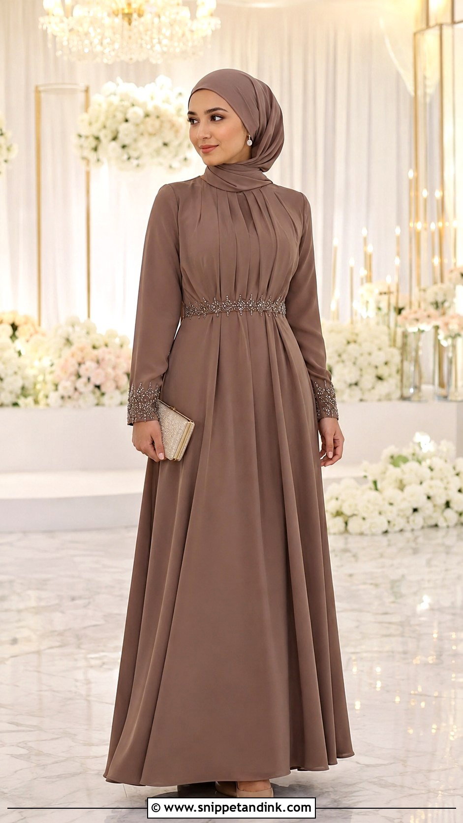 Beaded Bridesmaid Hijab Dress - Snippet and Ink - 25 Braidsmaid Hijab Style Ideas