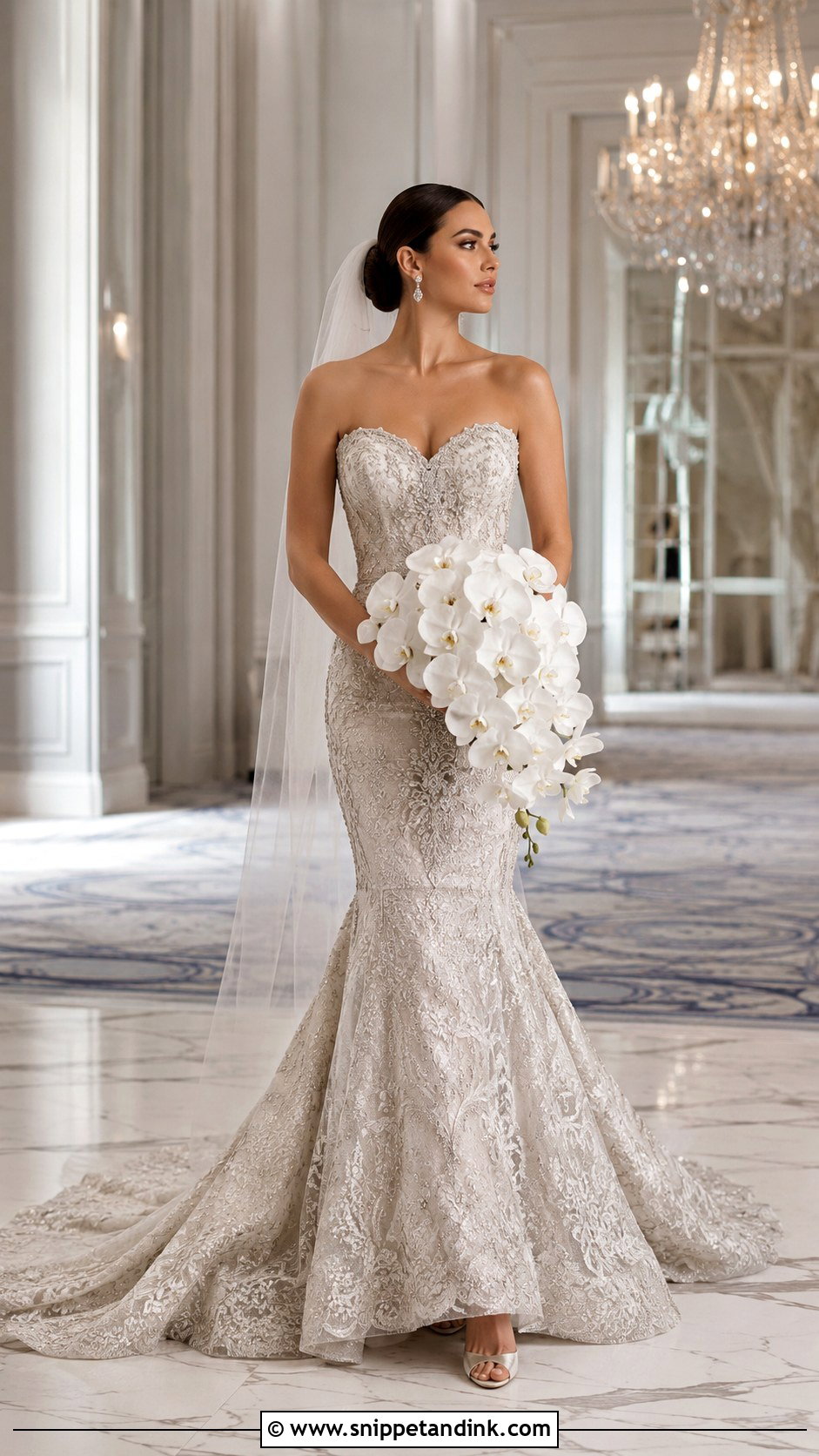 Beaded Brocade Embellished Mermaid Wedding Dress - Snippet and Ink - 20 David’s Bridal Wedding Dresses