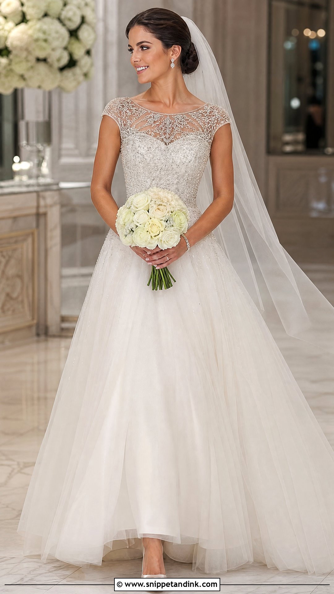 Beaded Cap Sleeve Wedding Dress - Snippet and Ink - 20 Wedding Dresses Cap Sleeves