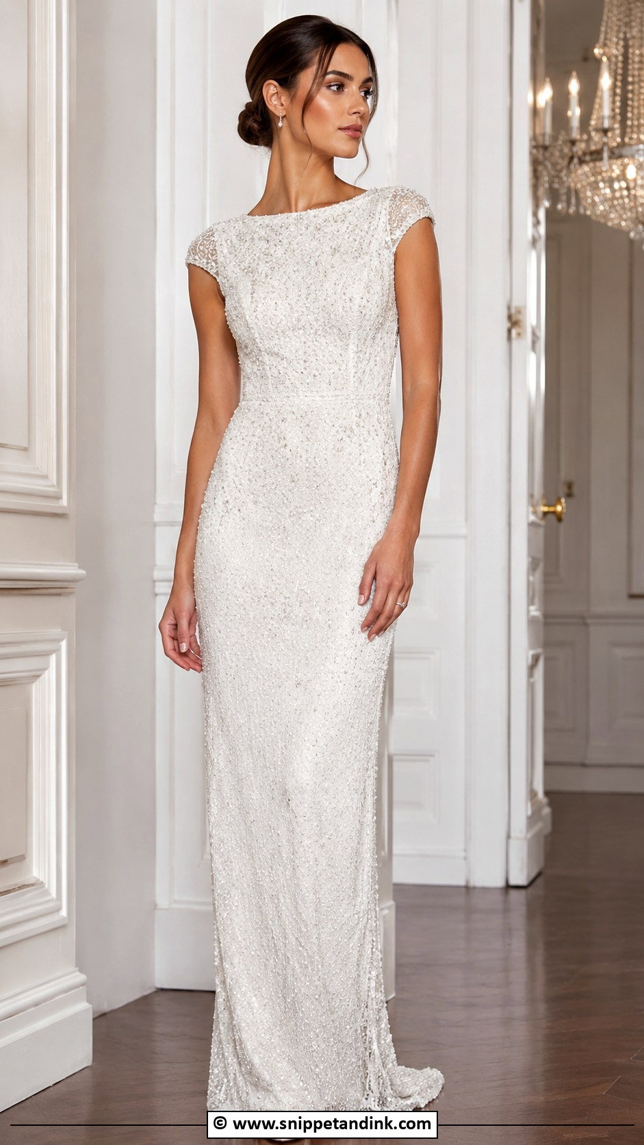 Beaded Cap Sleeve Wedding Dress - Snippet and Ink - 30 Cap Sleeve Wedding Dress Ideas