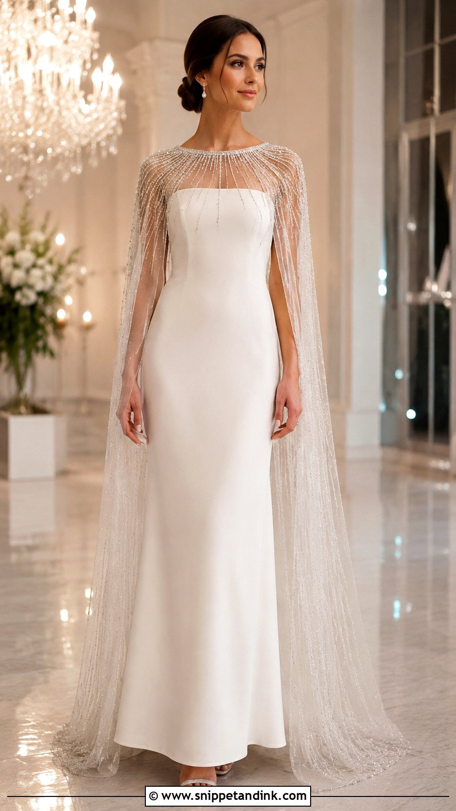 Beaded Cape Wedding Dress - Snippet and Ink - 30 Cape Wedding Dress Ideas