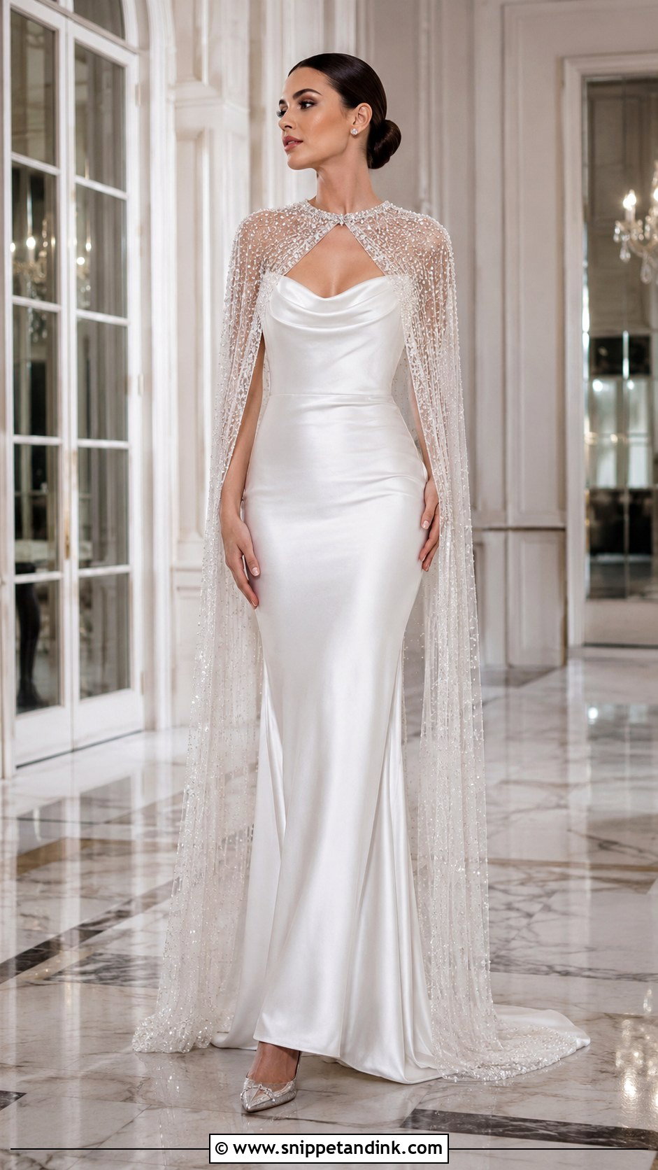 Beaded Cape Wedding Dress - Snippet and Ink - 20 Shiny Wedding Dress Ideas