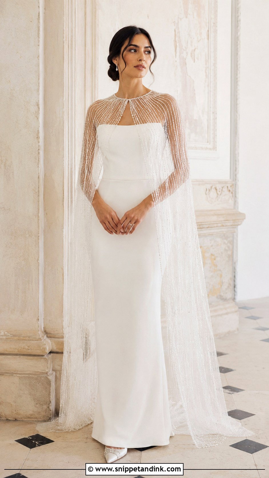 Beaded Cape Wedding Dress - Snippet and Ink - 25 20s Wedding Dress Ideas