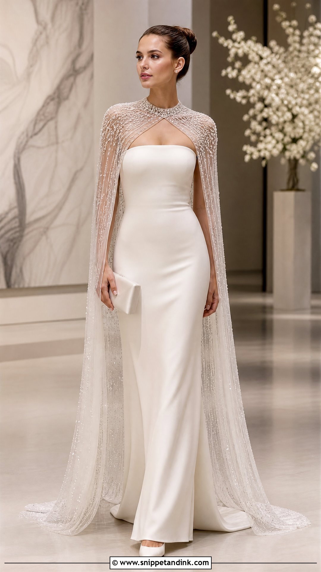 Beaded Capelet Wedding Dress Cover - Snippet and Ink - 20 Wedding Dress Cover Ideas