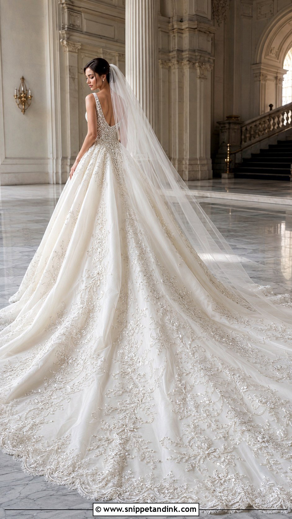 Beaded Cathedral Train Princess Wedding Dress - Snippet and Ink - 20 Big Princess Wedding Dresses