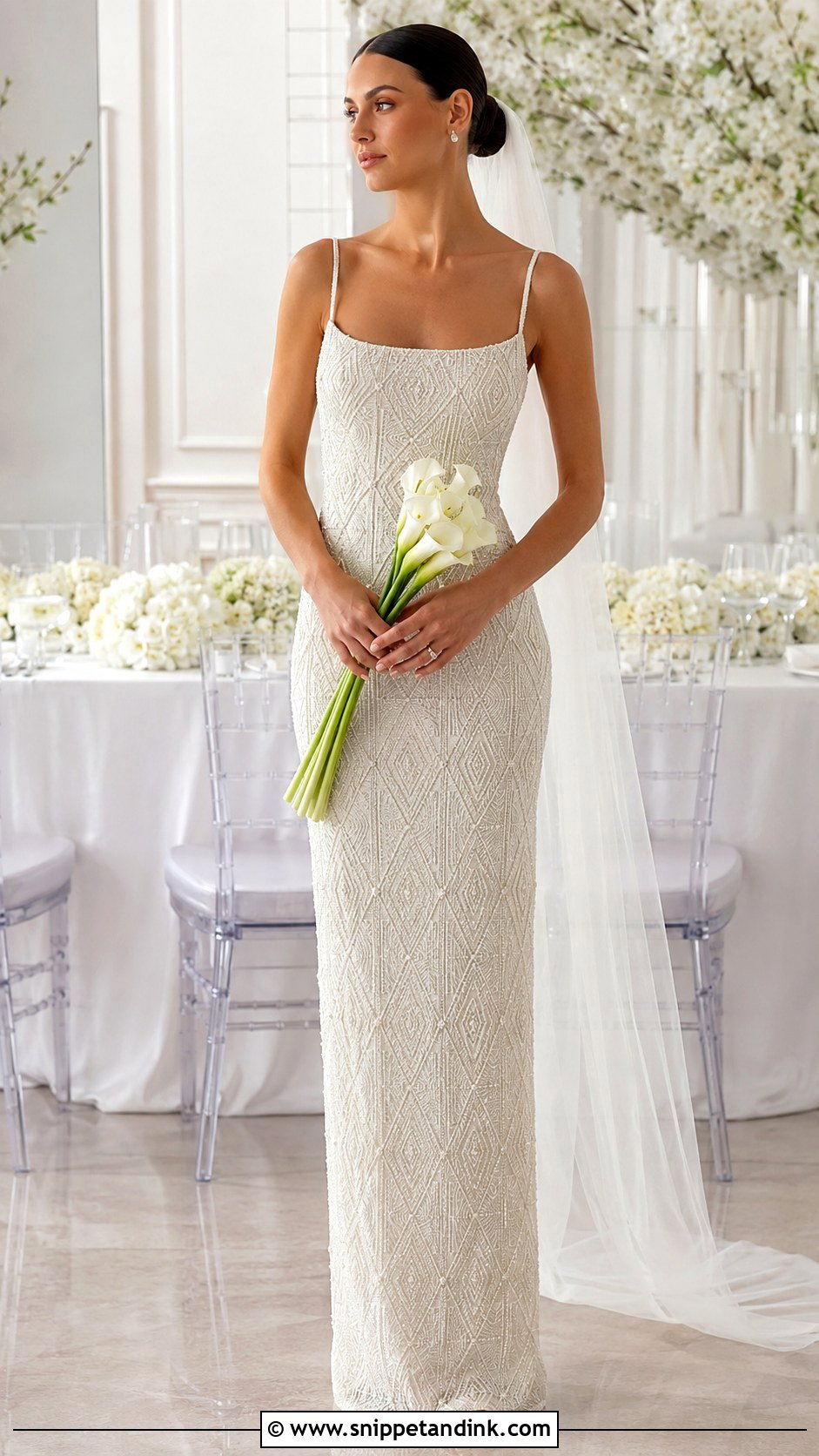 Beaded Column Wedding Dress - Snippet and Ink - 20 Popular Wedding Dresses