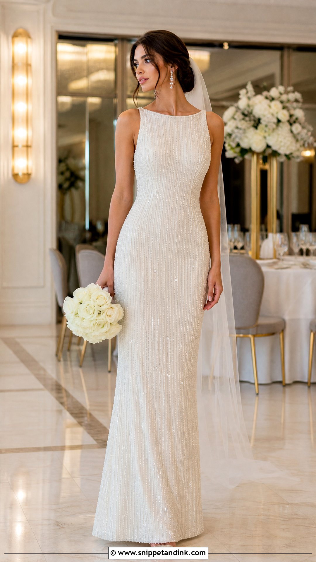 Beaded Column Wedding Dress - Snippet and Ink - 20 Wedding Dress Without Train Ideas