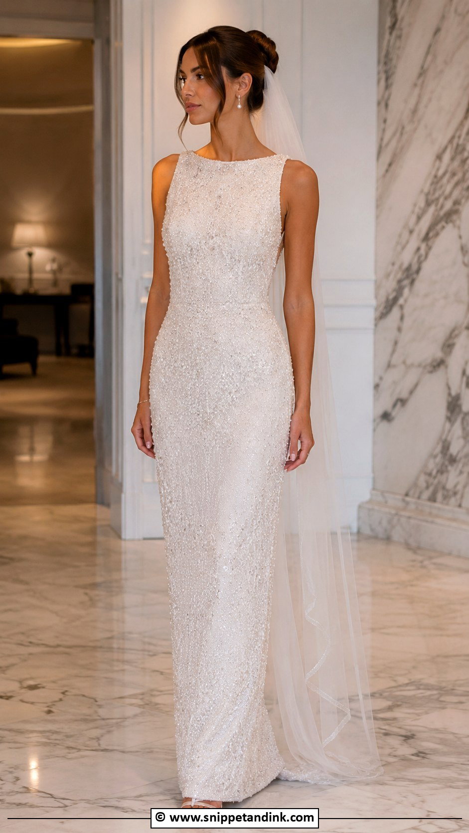 Beaded Column Wedding Dress - Snippet and Ink - 25 Column Wedding Dress Ideas