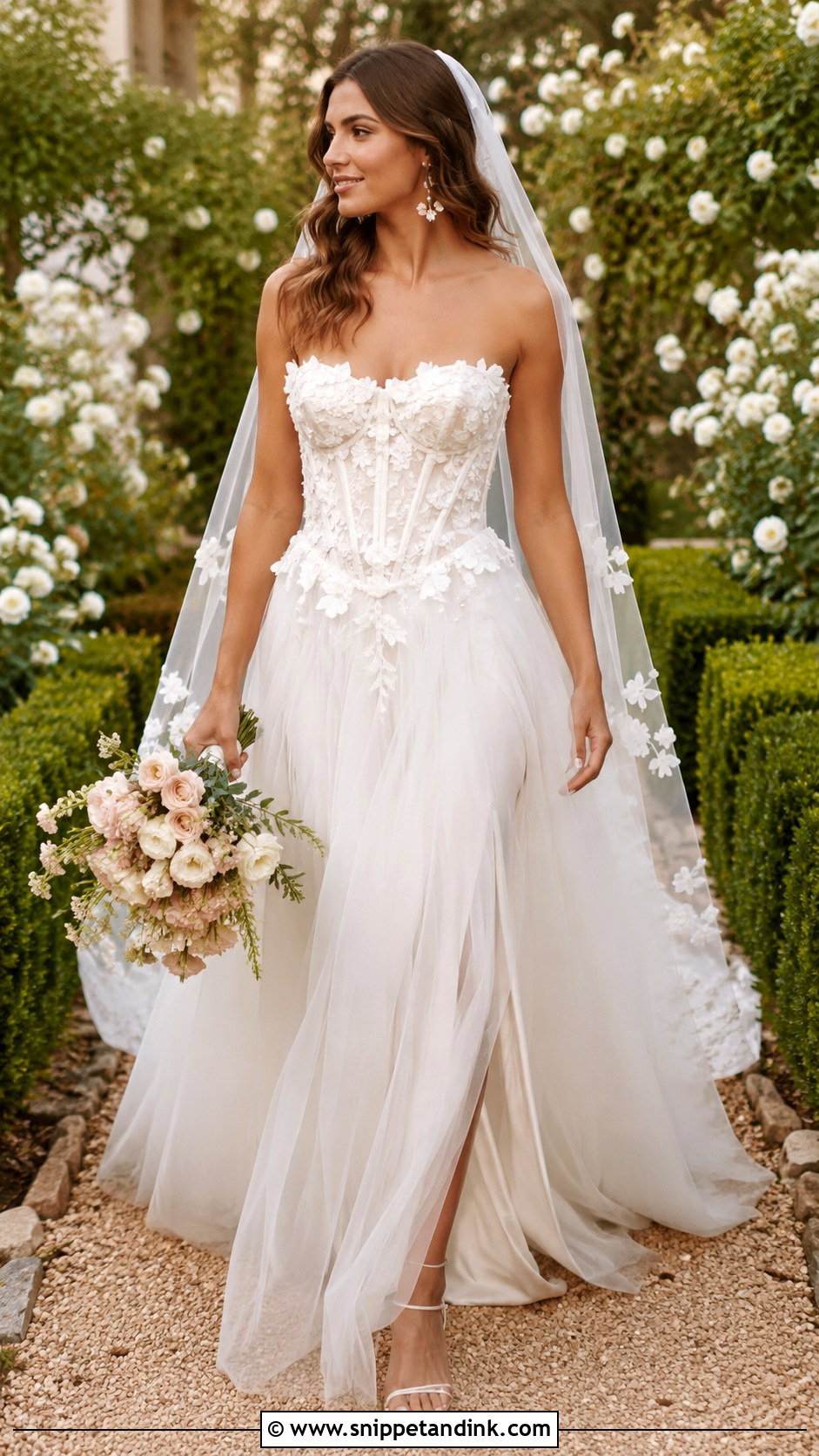 Beaded Corset Basque Waist Wedding Dress - Snippet and Ink - 20 Corset Basque Waist Wedding Dress Ideas