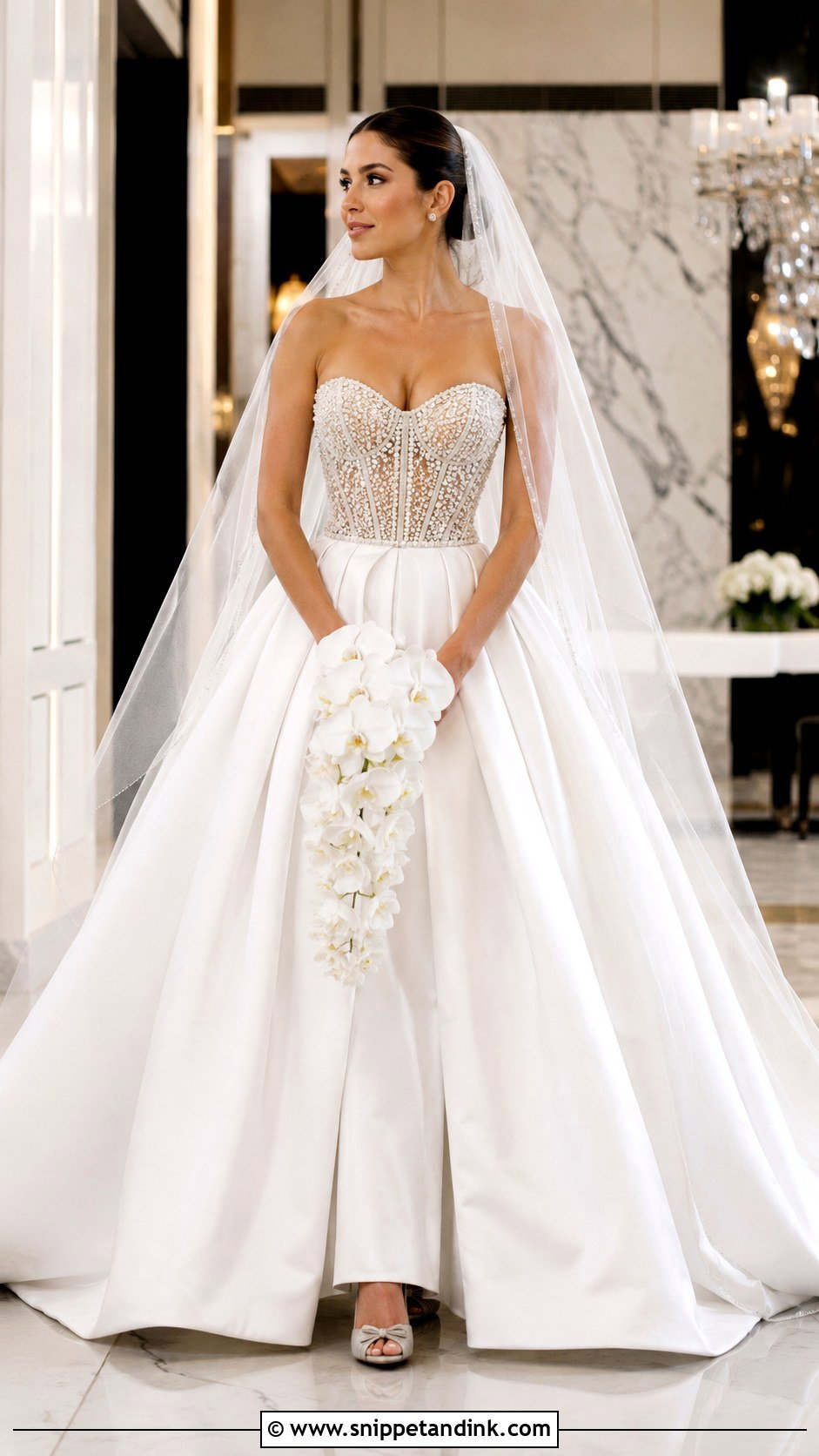 Beaded Corset Basque Waist Wedding Dress - Snippet and Ink - 20 Basque Waist Wedding Dresses