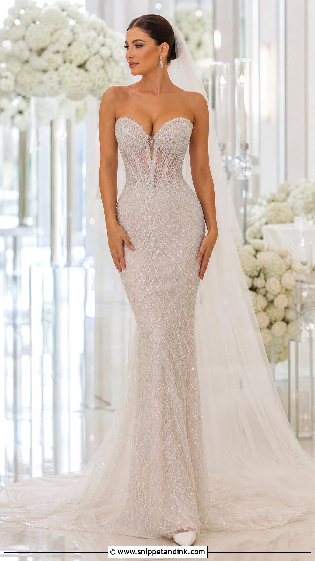 Beaded Corset Skin Tight Wedding Dress - Snippet and Ink - 20 Skin Tight Wedding Dress Ideas