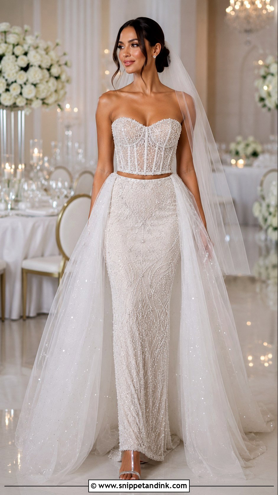 Beaded Detachable 2 Piece Wedding Dress - Snippet and Ink - 20 Detachable 2 Piece Wedding Dress Ideas