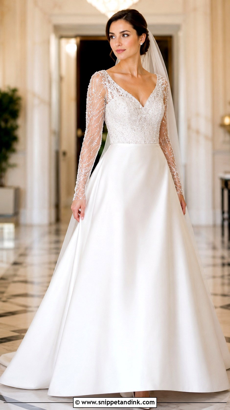 Beaded Drop Sleeve Wedding Dress - Snippet and Ink - 20 Drop Sleeve Wedding Dress Ideas