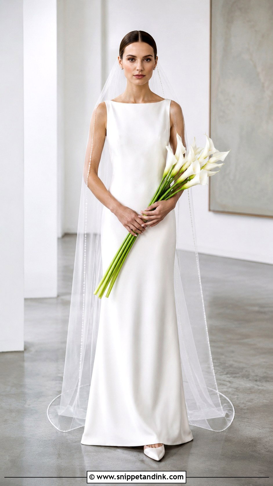 Beaded Drop Veil With Column Wedding Dress - Snippet and Ink - 20 Beaded Veils