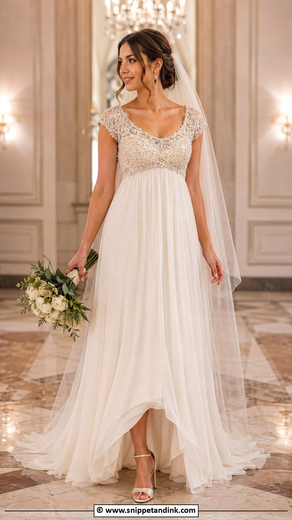 Beaded Empire Waist Wedding Dress - Snippet and Ink - 30 Empire Waist Wedding Dress Ideas