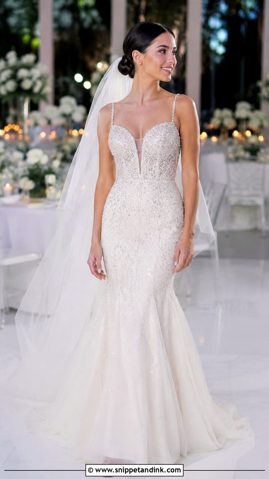 Beaded Fishtail Wedding Dress - Snippet and Ink - 20 Fishtail Wedding Dresses