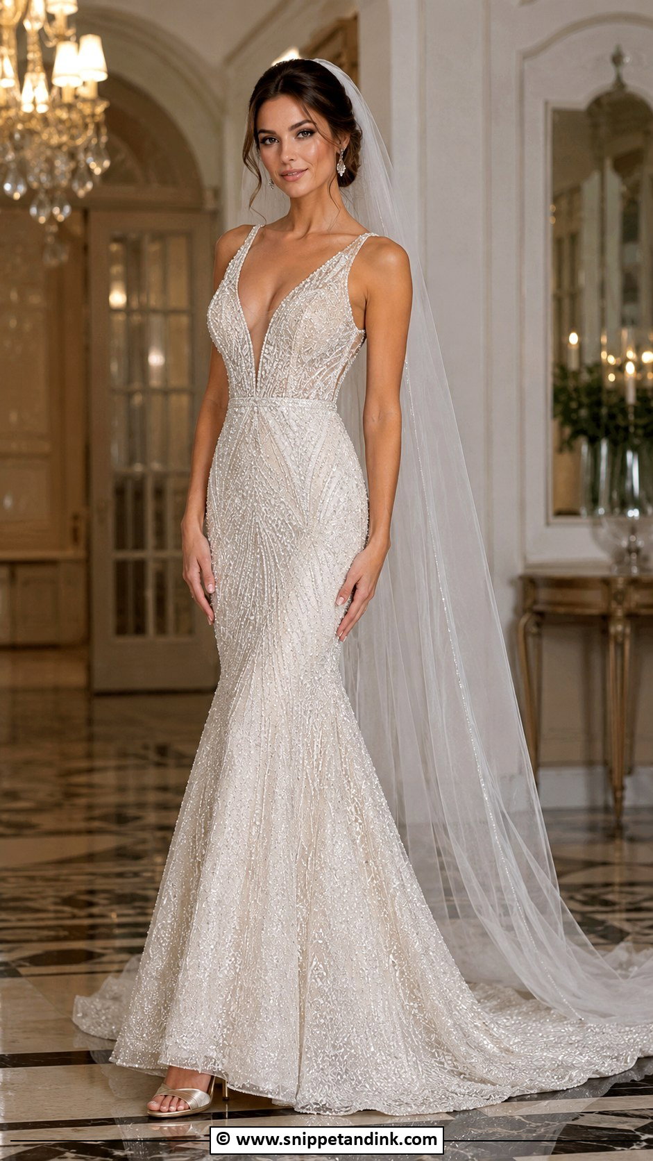 Beaded Fishtail Wedding Dress - Snippet and Ink - 25 Fishtail Wedding Dress Ideas