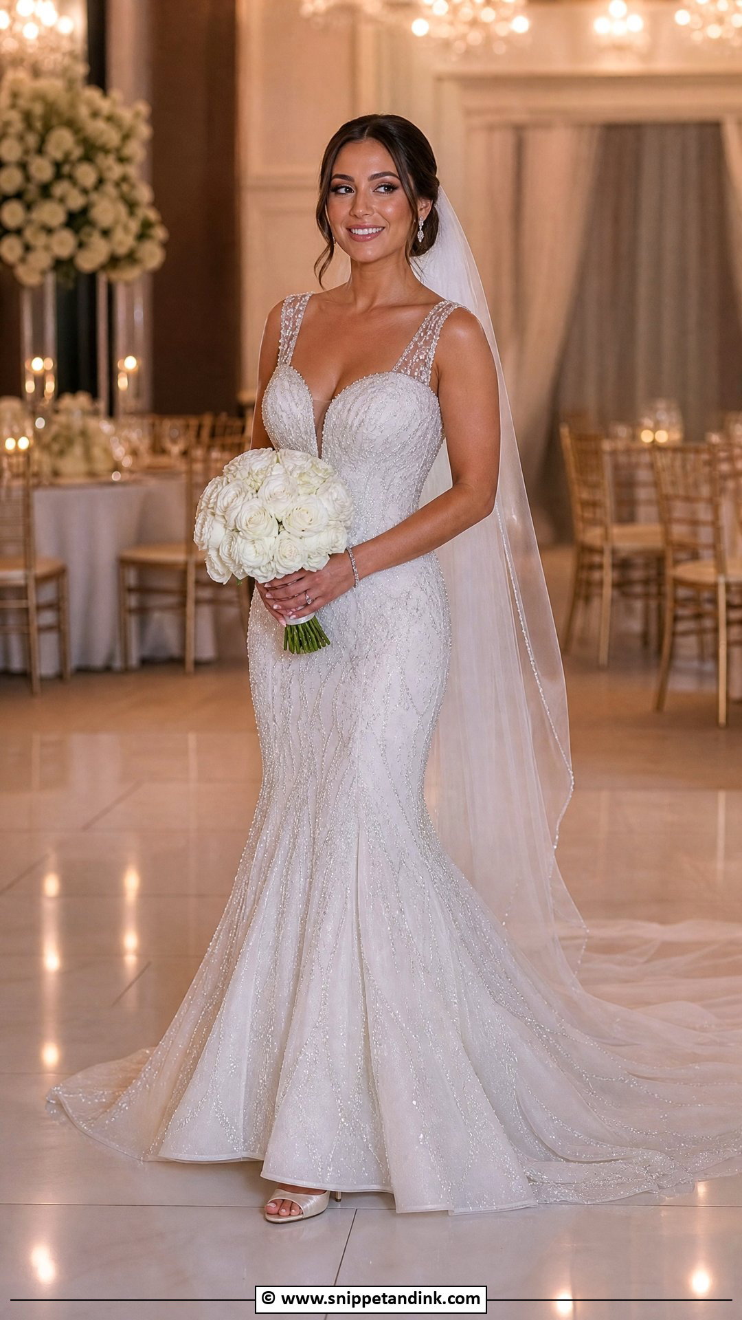 Beaded Fit And Flare Wedding Dress - Snippet and Ink - 35 Fit and Flare Wedding Dress Ideas