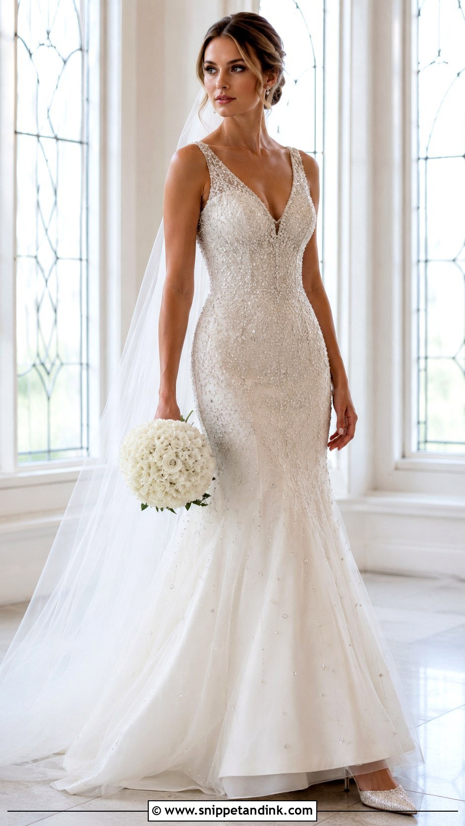 Beaded Fit and Flare Wedding Dress - Snippet and Ink - 20 Fit and Flare Wedding Dresses