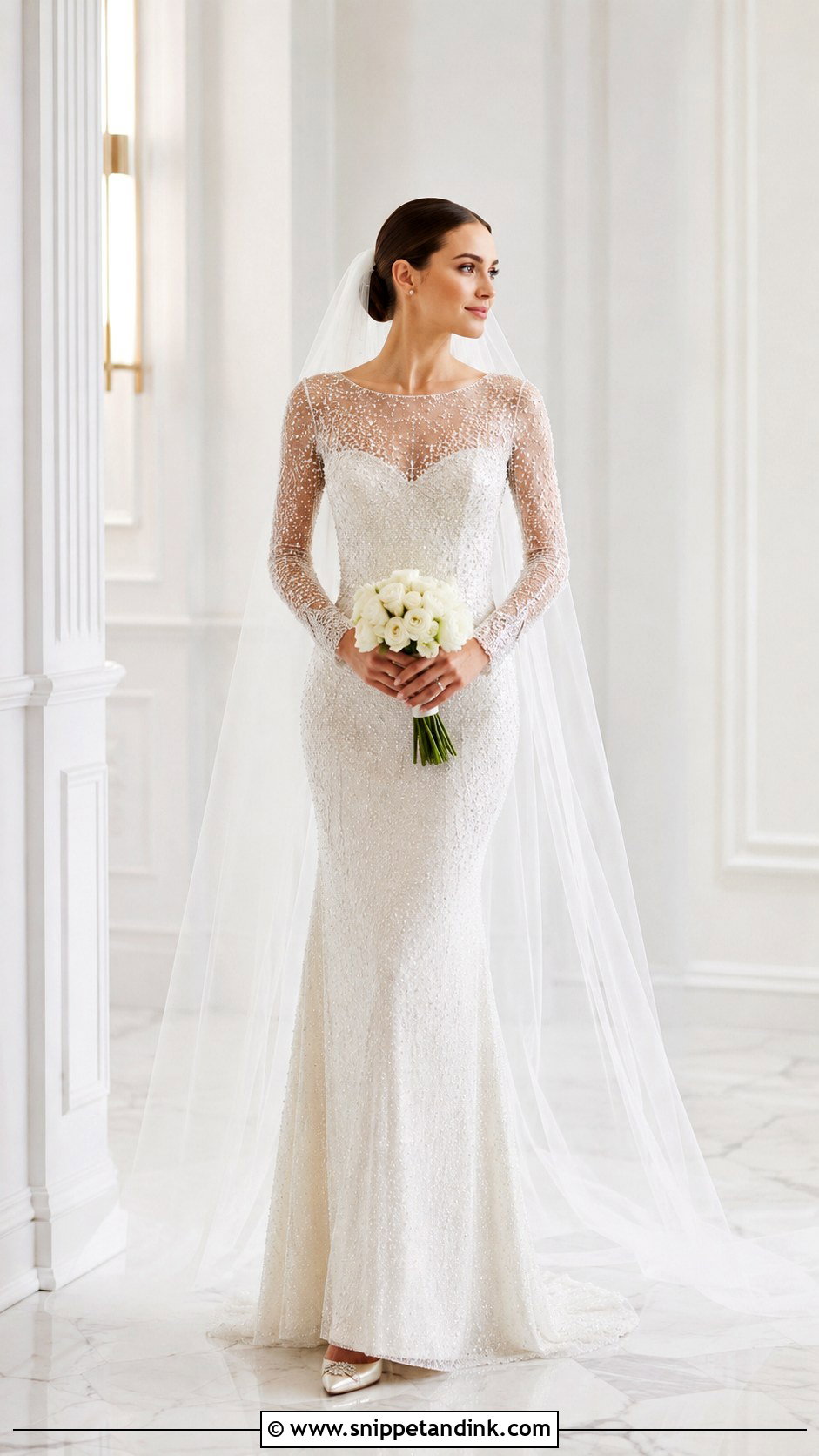 Beaded Fitted Wedding Dress With Sleeves - Snippet and Ink - 20 Fitted Wedding Dress with Sleeves