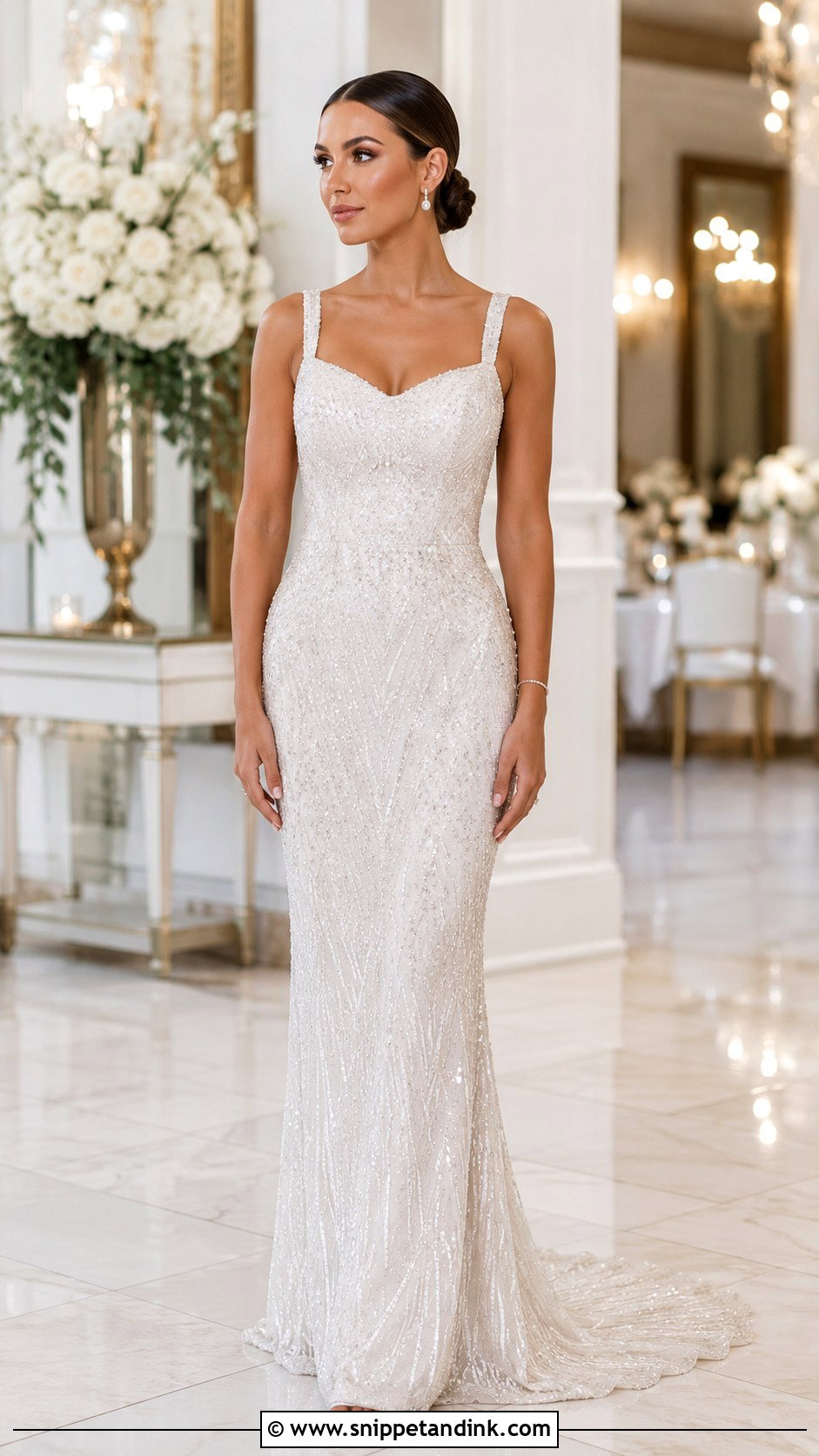 Beaded Fitted Wedding Dress - Snippet and Ink - 25 Form Fitting Wedding Dress Ideas