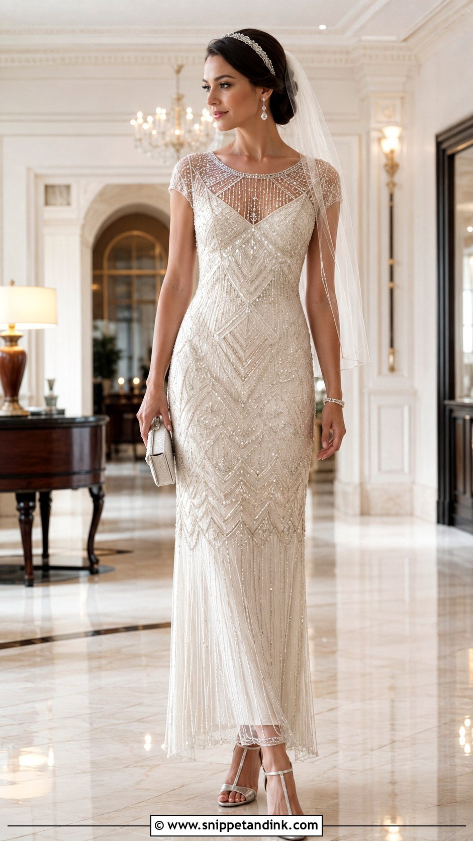 Beaded Flapper Wedding Dress With Cap Sleeves - Snippet and Ink - 20 Flapper Wedding Dress Ideas