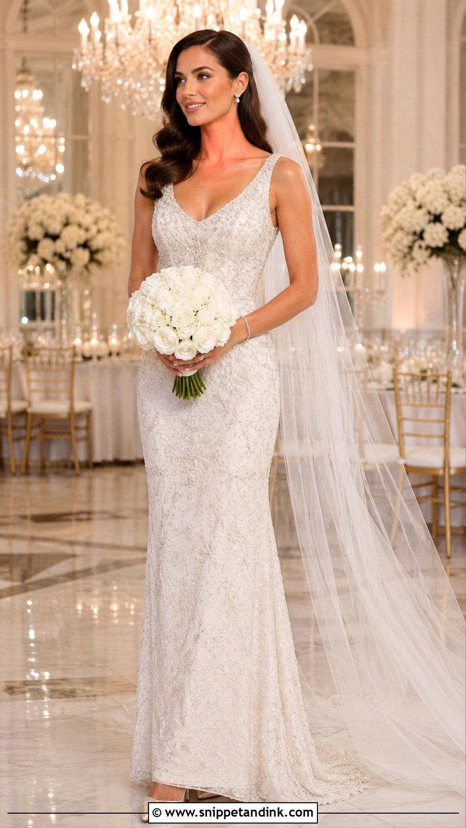 Beaded Floor Length Wedding Dress - Snippet and Ink - 20 Floor Length Wedding Dress Ideas