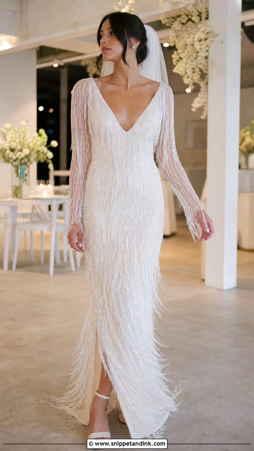 Beaded Fringe Wedding Dress - Snippet and Ink - 25 Runway Wedding Dress Ideas