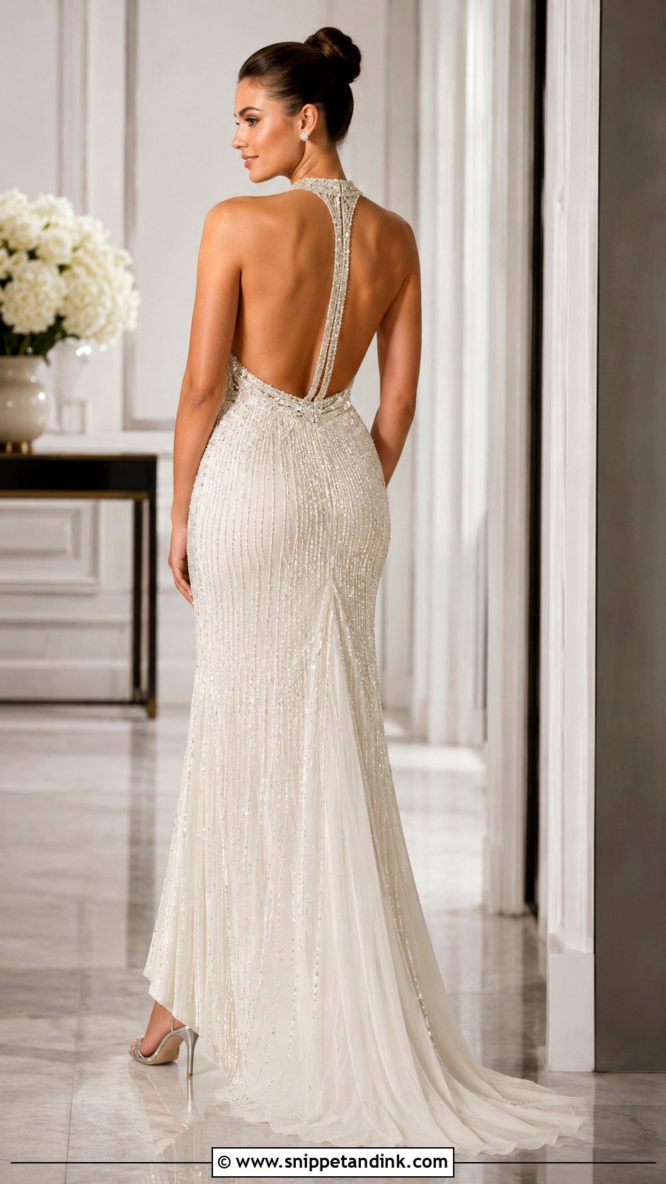 Beaded Halter Backless Wedding Dress - Snippet and Ink - 20 Halter Backless Wedding Dress Ideas