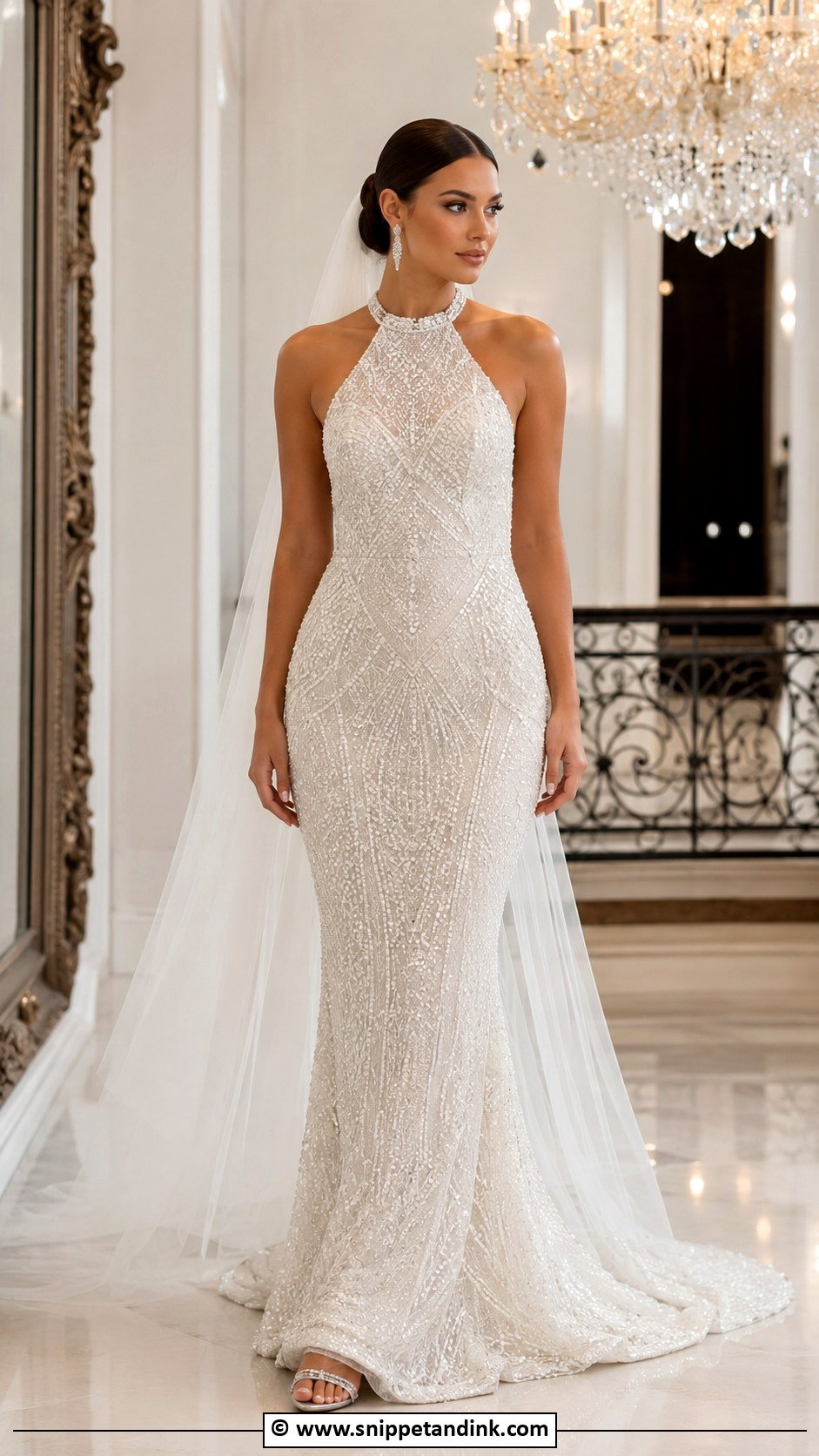 Beaded Halter Neck Wedding Dress - Snippet and Ink - 30 Halter Neck Wedding Dress Ideas