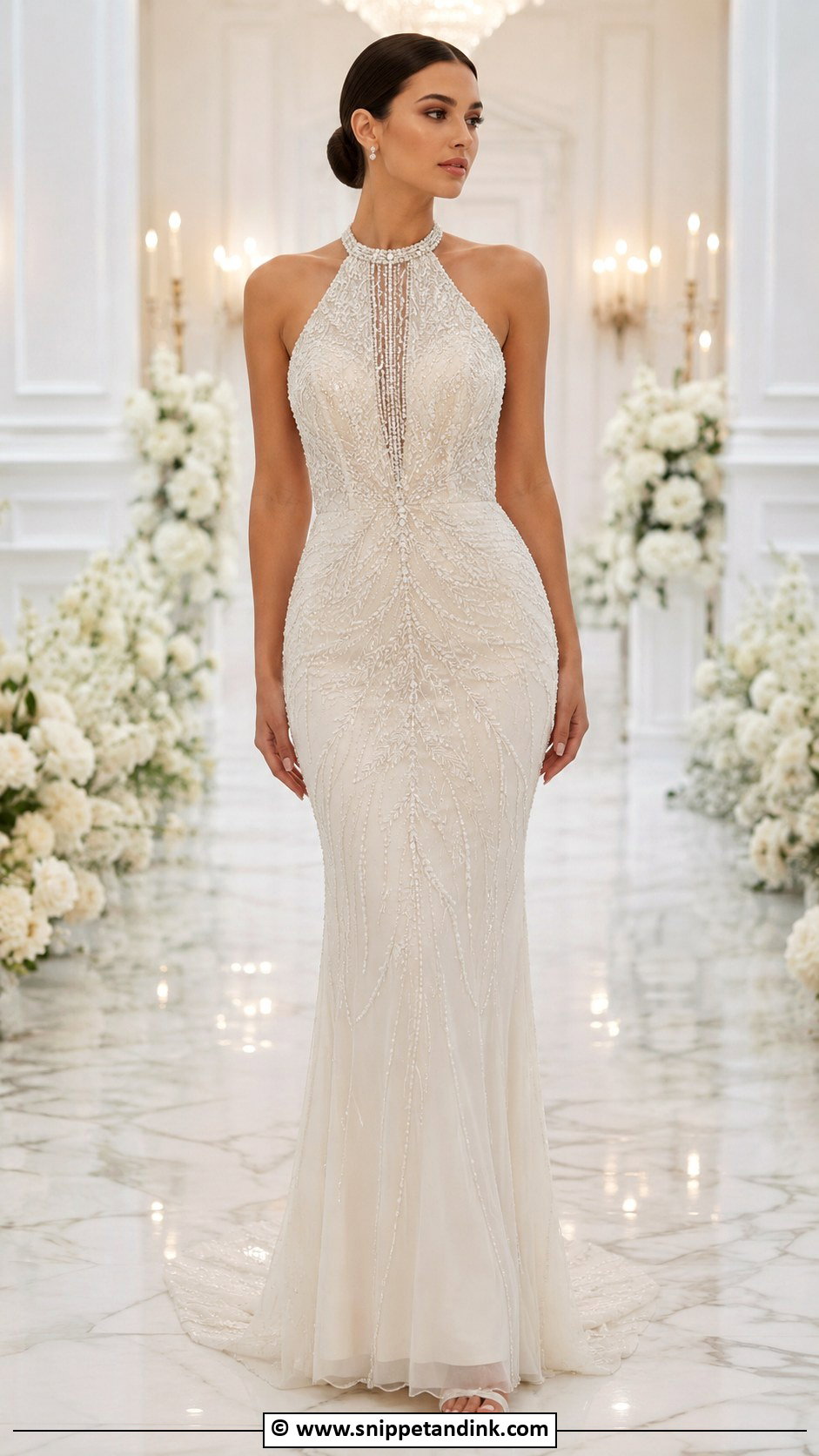 Beaded Halter Wedding Dress - Snippet and Ink - 25 Halter Top Wedding Dress Ideas
